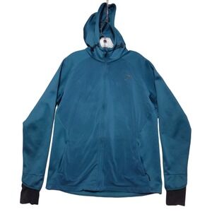 Gymshark Jacket Mens Large Teal Blue Softshell Hoodie Hooded Track Full Zip Gym